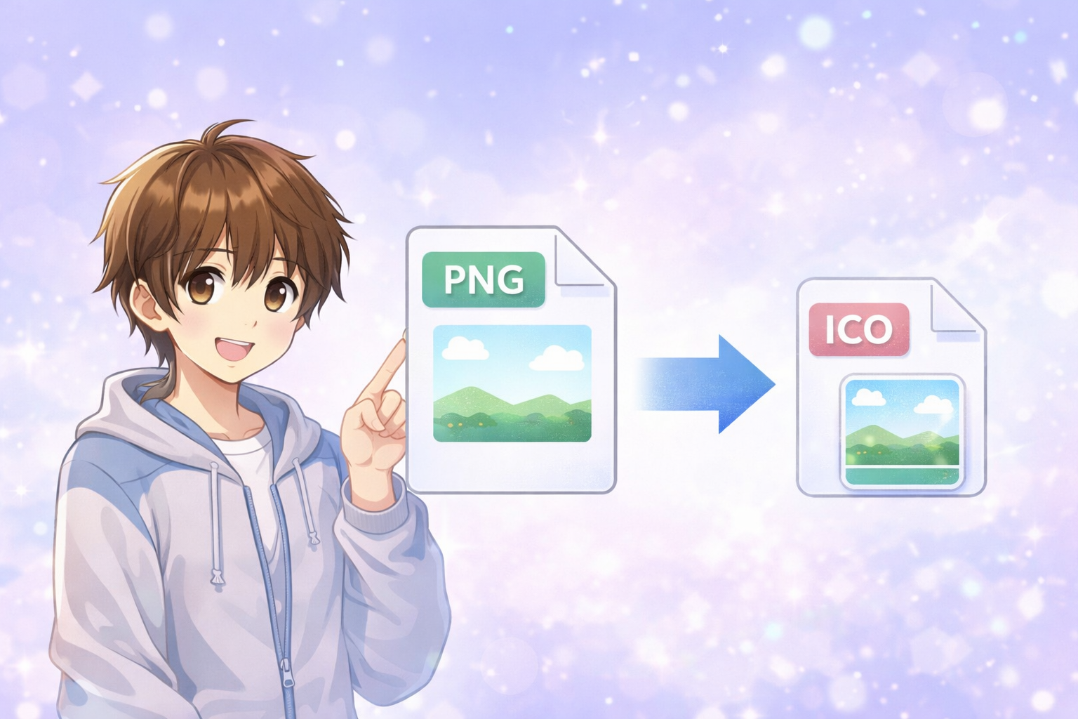 PNG → ICO 変換できる